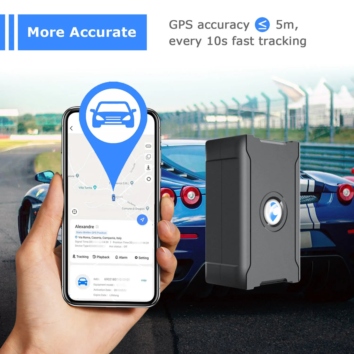 Traceur GPS Voiture, 6000mah GPS Tracker Suivi en Temps Réel de Véhicule Alarme de Sabotage Traceur GPS Aimant Rechargeable Puissant 30 Jours en Veille avec App