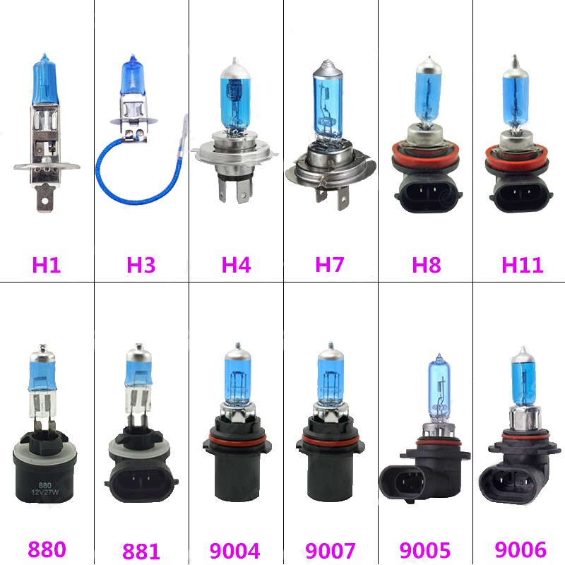 Ampoules halogènes H7 H1 H3 H4 55W 12V 6000K, lumière bleue à boîtier bleu,  ampoules en verre à Quartz, phares automobiles